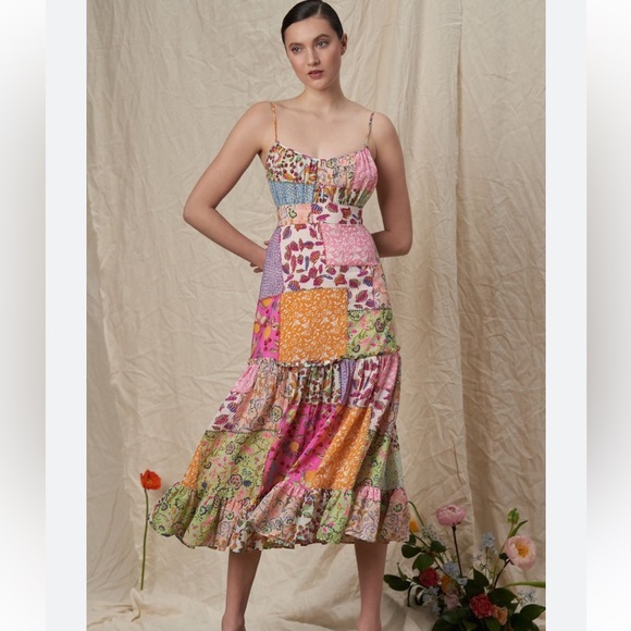 Saloni patchwork midi dress - Picture 2 of 2